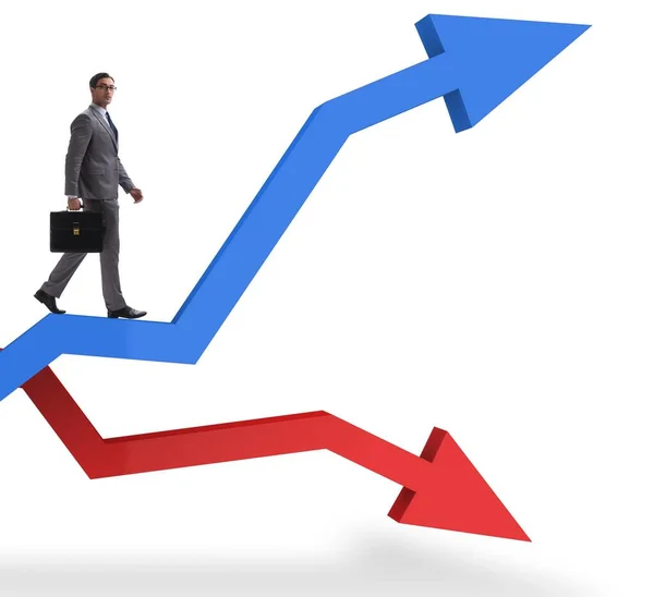 Businessman Charts Growth Decline — Stock Photo, Image