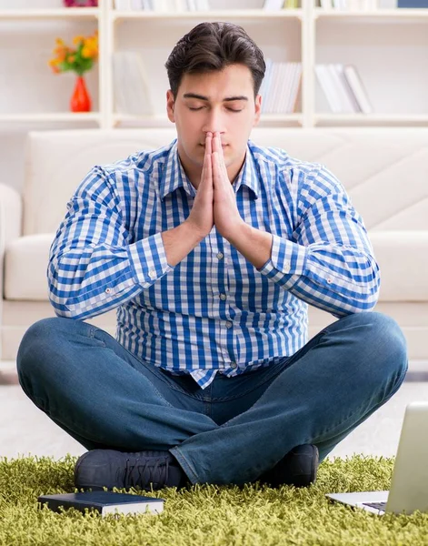 Young Handsome Man Sitting Floor Home — Stock Photo, Image