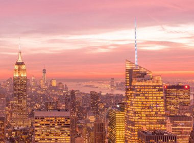 Günbatımında New York Manhattan manzarası