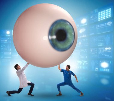 Doktor dev gözü tıbbi konseptte inceliyor.