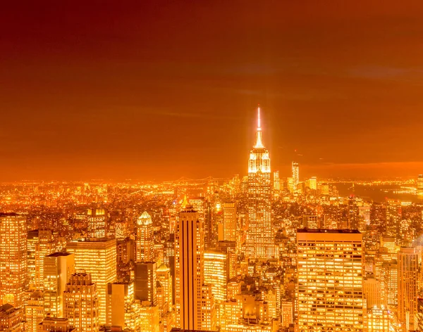 Pohled New York Manhattan Během Západu Slunce — Stock fotografie