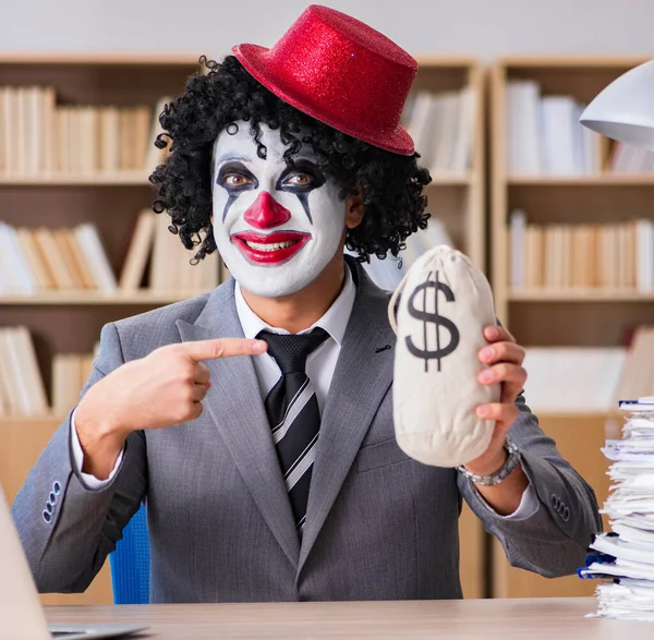 Clown Businessman Working Office — Stock Photo, Image