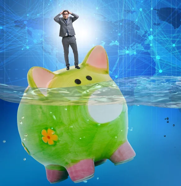 Biznesmen Koncepcji Zadłużenia Piggybank — Zdjęcie stockowe