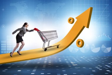 Yüksek market enflasyonu konsepti olan kadın.