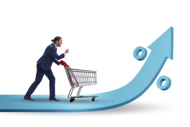 Yüksek market enflasyonu konsepti olan adam.