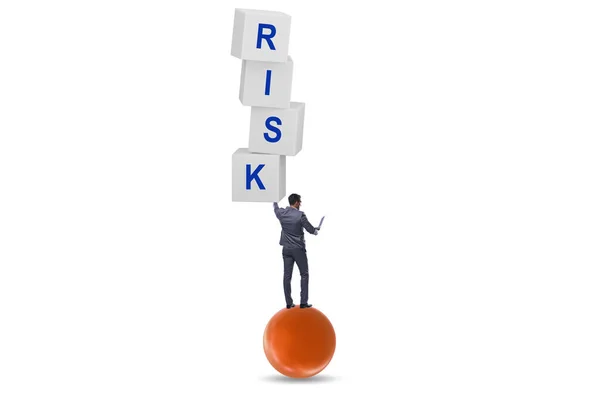 Kockázatkezelési Koncepció Kiegyensúlyozó Üzletemberrel — Stock Fotó