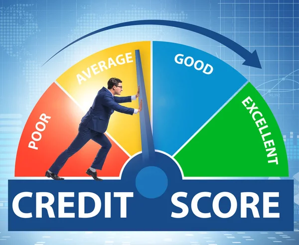 Biznesmen Stara Się Poprawić Wynik Kredytowy — Zdjęcie stockowe