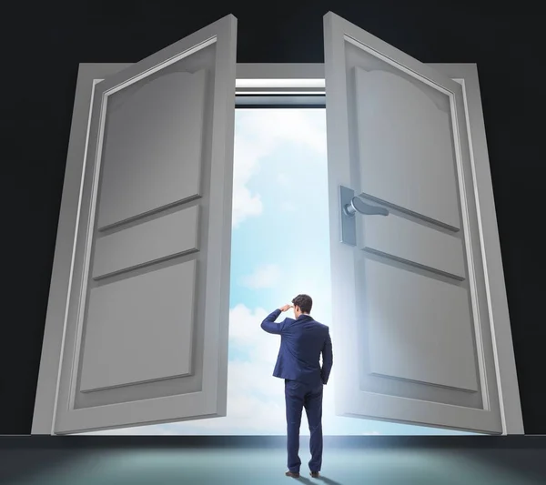 Businessman Entering Big Large Door — Foto de Stock