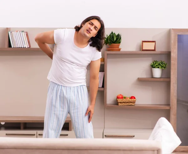 Young Male Student Oversleeping Concept Home — Stock Photo, Image