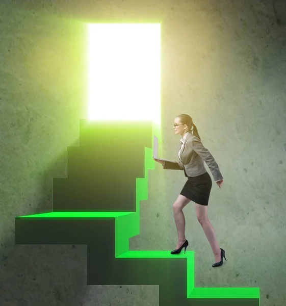 Young Businesswoman Climbing Career Ladder — Stock Photo, Image