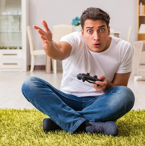 Man Addicted Computer Games — Stock Photo, Image