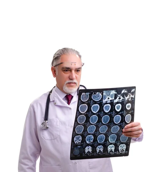 Old Male Doctor Isolated White — Stock Photo, Image