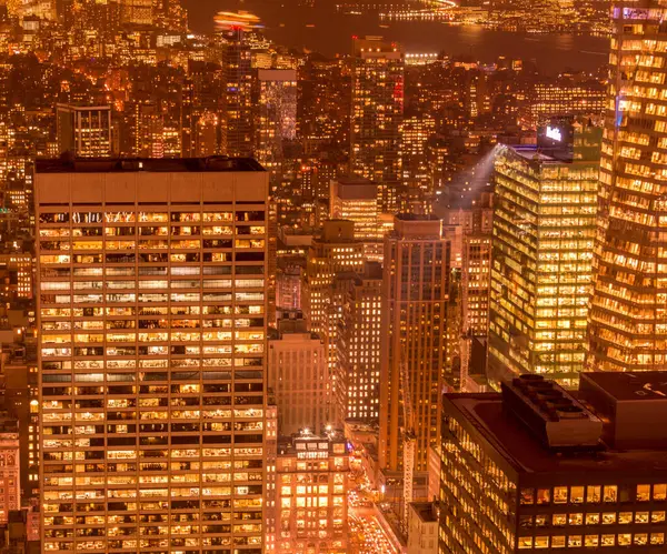 Widok Nocy Manhattanu Nowego Jorku Podczas Zachodu Słońca — Zdjęcie stockowe
