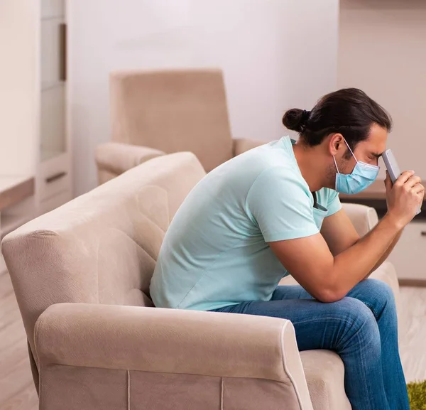 Young Man Student Watching Home Pandemic — Stock Photo, Image