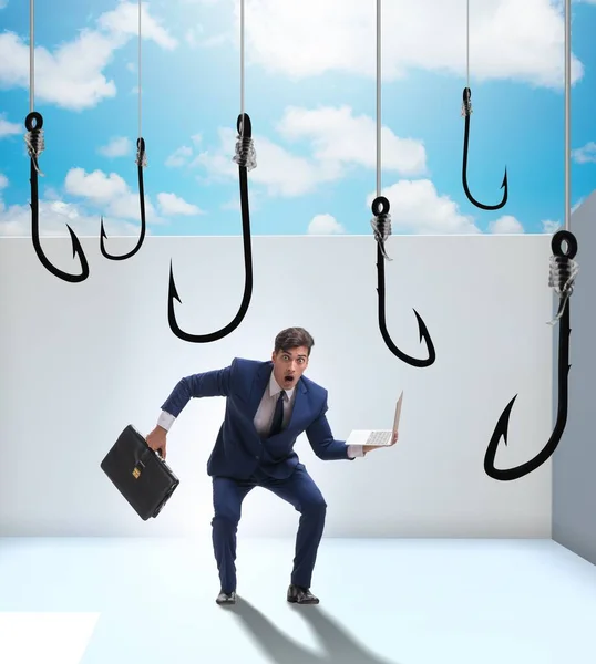 Businessman Being Tempted Bite Bait — Stock Photo, Image