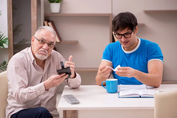 Young Student His Grandfather Home — Stock Photo, Image