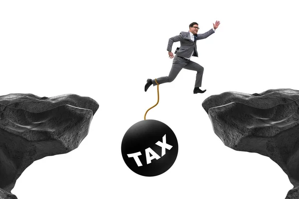 Pojęcie Obciążenia Podatkowego Strony Przedsiębiorcy Nad Przepaścią — Zdjęcie stockowe