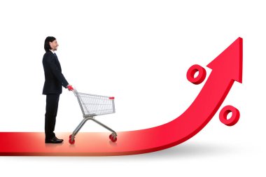 Yüksek market enflasyonu konsepti olan adam.