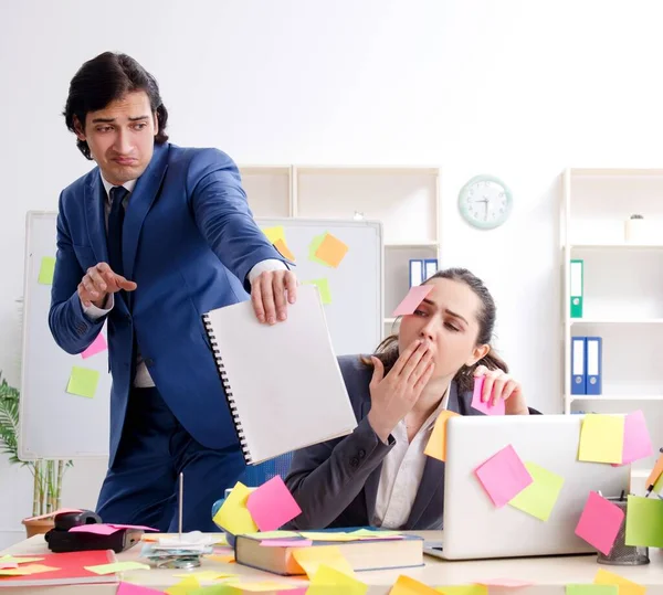 Two Colleagues Employees Working Office — Stock Photo, Image