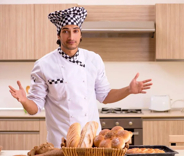 Young Male Baker Working Kitchen — Stock Photo, Image