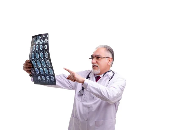 Old Male Doctor Isolated White — Stock Photo, Image