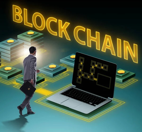 Jovem Empresário Conceito Blockchain Inovador — Fotografia de Stock
