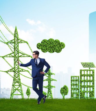 İş adamının yeşil ve ekoloji kavramı.