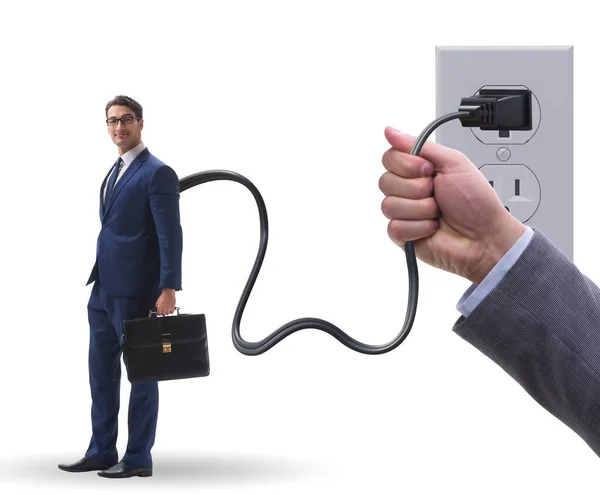 Businessman Being Powered Electricity Plug — ストック写真