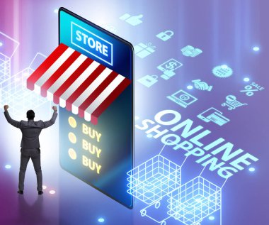 Akıllı telefonlu online alışveriş konsepti