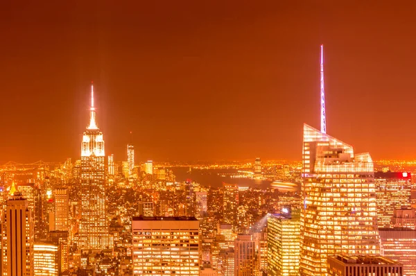 Natten Beskådar New York Manhattan Solnedgången — Stockfoto