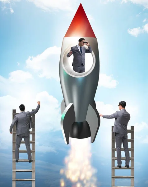 Competition Concept Businessman Rocket — Stock Photo, Image