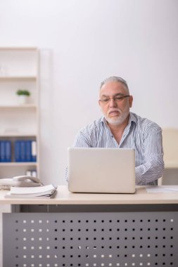 Old employee working at workplace