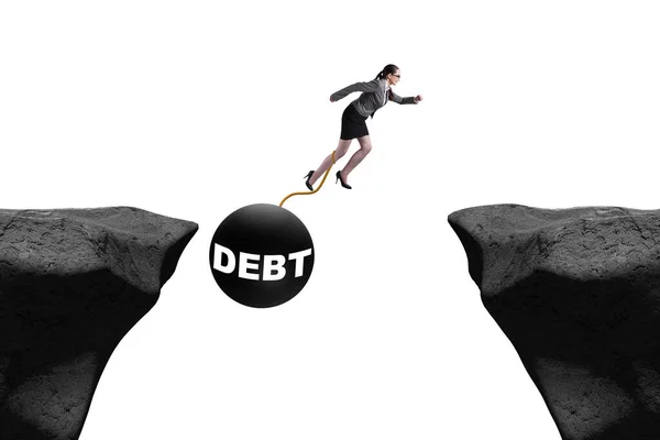 Концепция Задолженности Кредита Предпринимательницей — стоковое фото