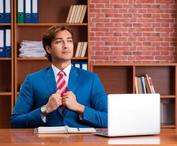 Young Handsome Employee Sitting Office — Stock Photo, Image