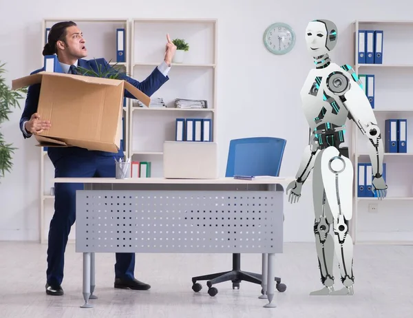 Concepto Robots Reemplazando Los Humanos Las Oficinas — Foto de Stock