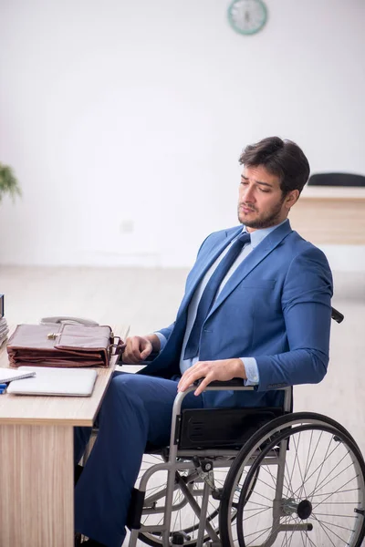 Young Businessman Employee Wheel Chair — 스톡 사진