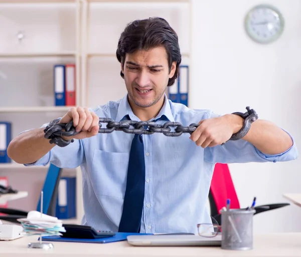 Young Male Businessman Employee Unhappy Excessive Work — Stock Photo, Image