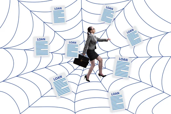 Businesswoman Caught Debt Loan — Stock Photo, Image
