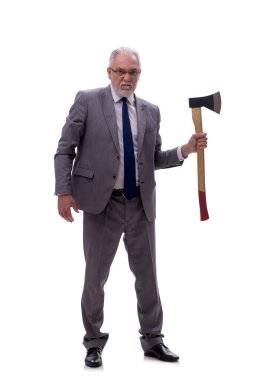 Beyaz balta tutan yaşlı patron.