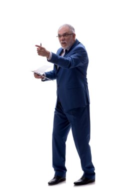 Eski erkek patron beyazda izole edilmiş.