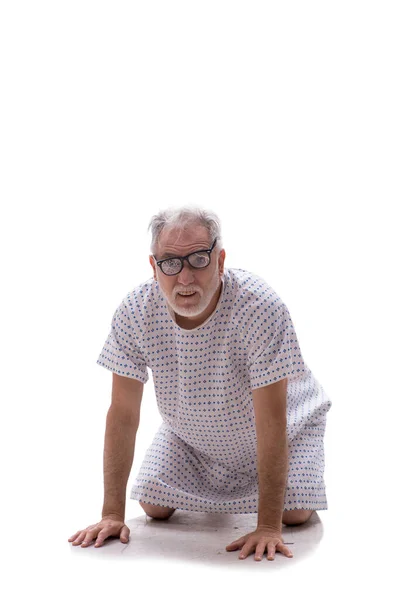 Aged Mad Man Isolated White — Stock Photo, Image