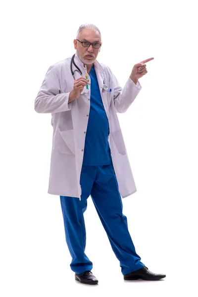 Dokter Tua Terisolasi Dengan Warna Putih — Stok Foto