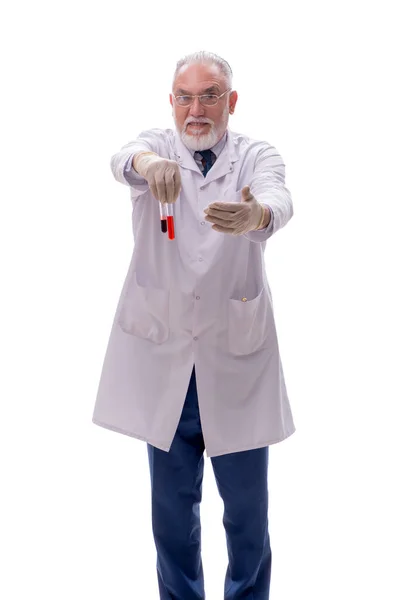 Stary Chemik Odizolowany Białym — Zdjęcie stockowe