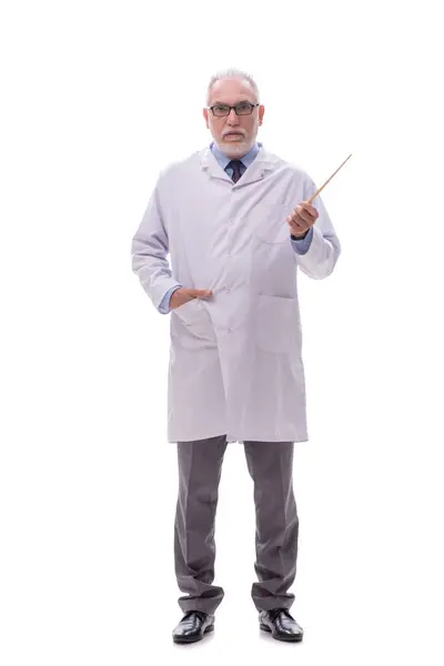 Stary Lekarz Odizolowany Białym — Zdjęcie stockowe