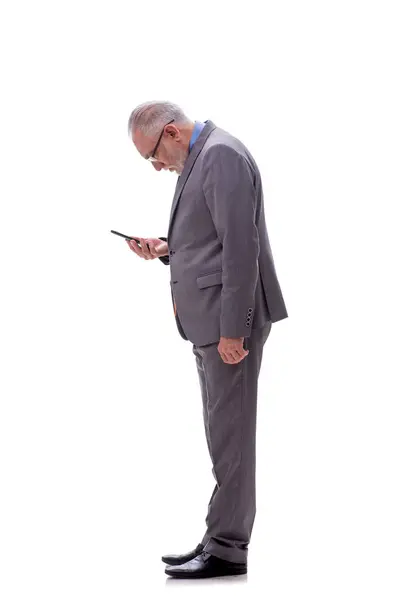 Yaşlı Erkek Patron Telefonda Konuşuyor — Stok fotoğraf