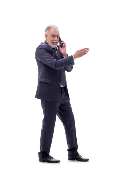 ホワイトで孤立した電話で話すビジネスマン — ストック写真