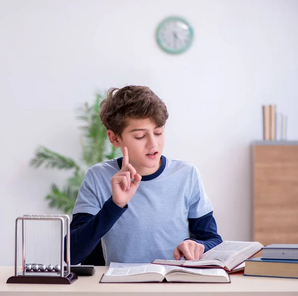 Boy Studying Physics Home — Stock Photo, Image