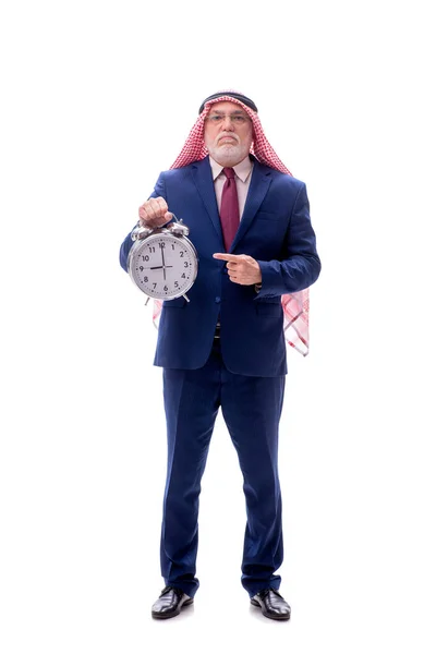 Antiguo Jefe Árabe Aislado Blanco Concepto Gestión Del Tiempo — Foto de Stock