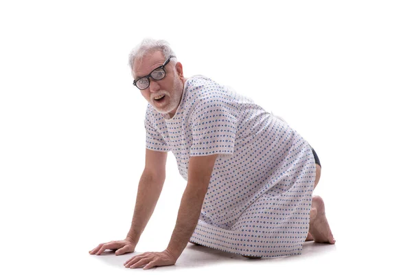Aged Mad Man Isolated White — Stock Photo, Image