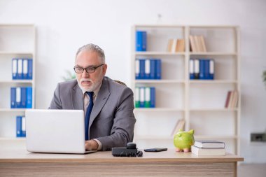 Old employee working at workplace